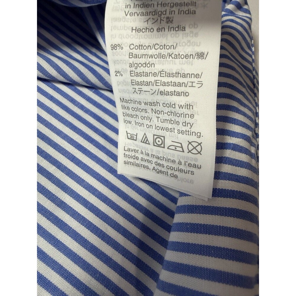 J.Crew Blouse Women’s Blue and White Stripe Ruffle Long Sleeve Cotton Shirt Sz M - Picture 6 of 10